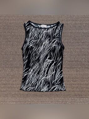 Vintage 90s MKM Designs Black & White Plissé Tank Top